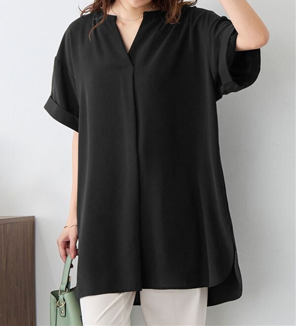 alotta（アロッタ）の「スキッパーとろみブラウスチュニック（ブラウス）」｜詳細画像