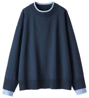 BELLUNA（ベルーナ）の「重ね着風配色スポンディッシュニット（ニット・セーター）」｜ネイビー&times;ライラック