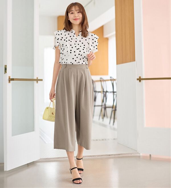 alotta（アロッタ）の「【４つの機能付】ひんやりドレープパンツ（ワイドパンツ・ガウチョ）」｜詳細画像