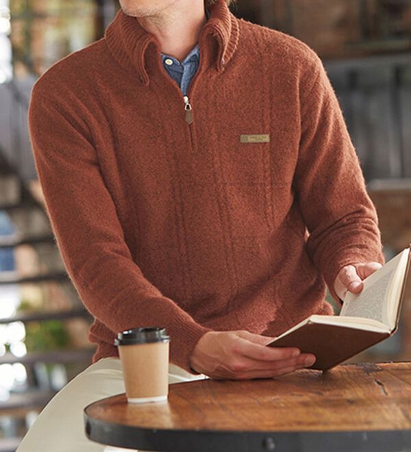 「＜コムルヴァン・オム＞裏ベロアやわらかシャギーセーター（メンズニット・セーター）」｜詳細画像