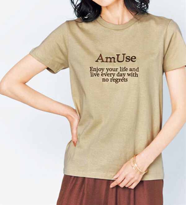 VINNO（ヴィノ）の「コットン１００％・デザインＴシャツ（カットソー）」｜ストーン