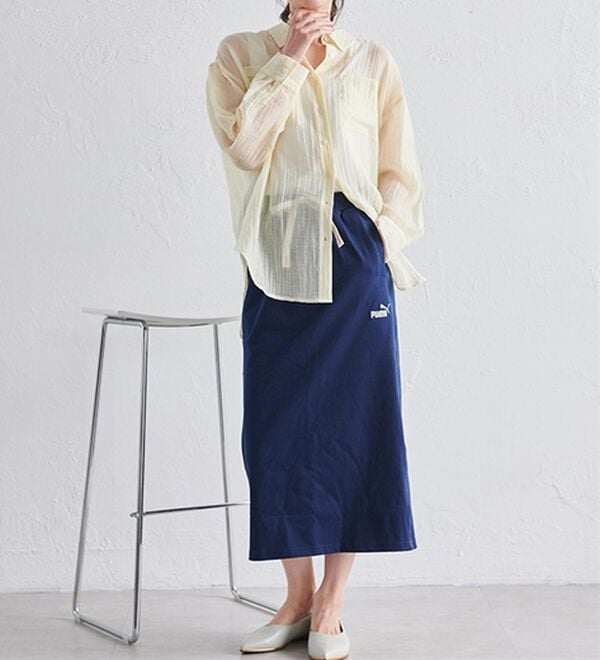 RANAN（ラナン）の「＜ｐｕｍａ＞コアヘリテイジ　ロングスカート（ロングスカート）」｜ネイビー