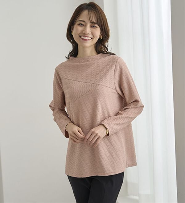 BELLUNA（ベルーナ）の「波柄ジャカード切替デザインプルオーバー（カットソー）」｜詳細画像