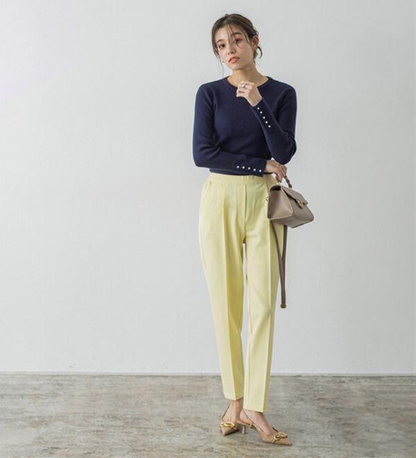 Pierrot（ピエロ）の「【選べるネック】もっちり袖パールニット（ニット・セーター）」｜詳細画像