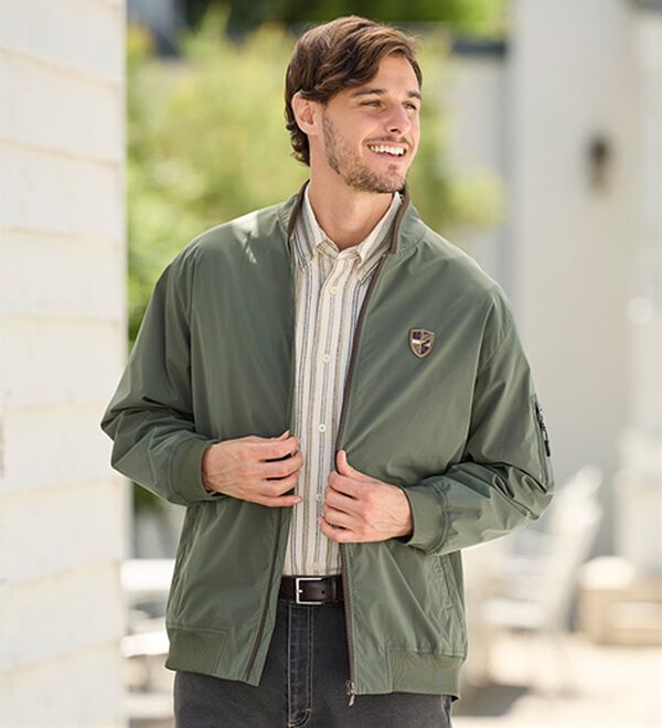 「＜ダンロップ・リファインド＞裏チェックデザインＭＡ１ジャケット（メンズブルゾン）」｜詳細画像