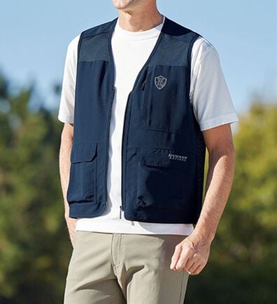 「＜ダンロップ・リファインド＞涼感楊柳多機能メッシュベスト（メンズベスト）」