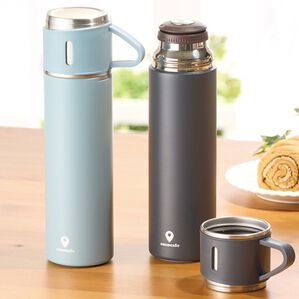 「コップ付真空二重ボトル４５０ｍｌ　２色組（その他キッチン用品）」｜1