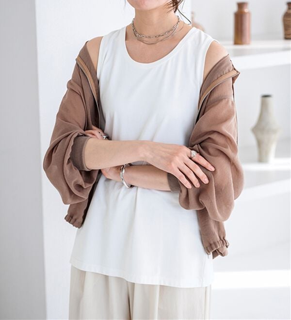 BELLUNA（ベルーナ）の「ヒンヤリ！綿１００％サマ見えタンクトップ（タンクトップ・キャミソール）」｜詳細画像