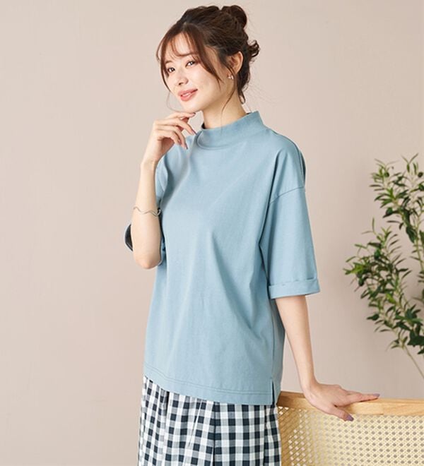 BELLUNA（ベルーナ）の「小顔見せ！ヒンヤリハイネックオーバーサイズＴシャツ（Tシャツ）」｜詳細画像