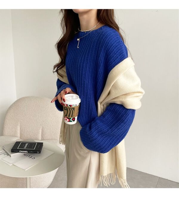 GeeRA（ジーラ）の「ラーベン編モヘアタッチニットトップス（ニット・セーター）」｜詳細画像