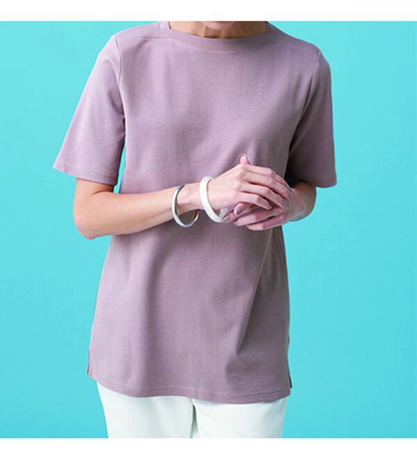 BELLUNA（ベルーナ）の「艶やか綿１００％シンプルプルオーバー（カットソー）」｜詳細画像