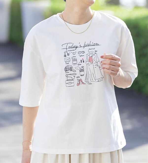 ルフラン（ルフラン）の「日本製綿１００％刺しゅうＴシャツ（Tシャツ）」｜詳細画像