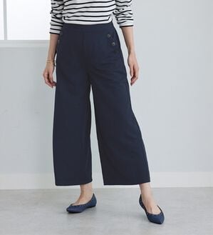 BELLUNA（ベルーナ）の「ジョーゼット素材釦使いワイドパンツ（その他パンツ）」｜ネイビー