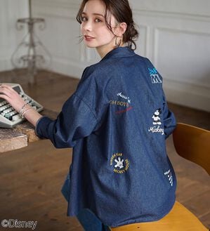 BELLUNA（ベルーナ）の「＜Ｄｉｓｎｅｙ＞【ミッキー】飛ばし刺しゅうデニムシャツジャケット（シャツ）」｜詳細画像