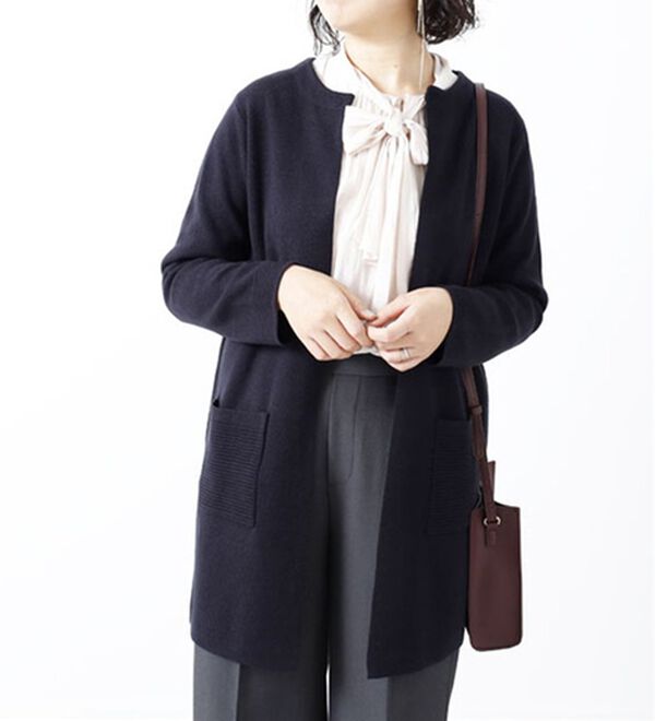 BELLUNA（ベルーナ）の「毛玉になりにくい！ミラノリブカーディガン（ニットカーディガン）」｜ネイビー