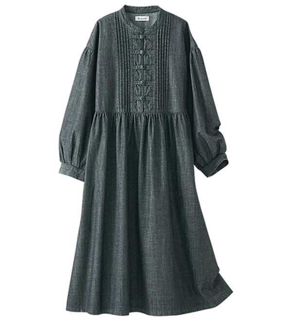 BELLUNA（ベルーナ）の「＜＆ｃｏｃｏｃｈｉ＞デニム素材チャイナボタンワンピース（シャツワンピース）」｜詳細画像