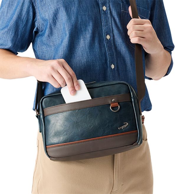 「＜クロコダイル＞大人のビンテージ調ショルダー（メンズショルダーバッグ）」｜詳細画像