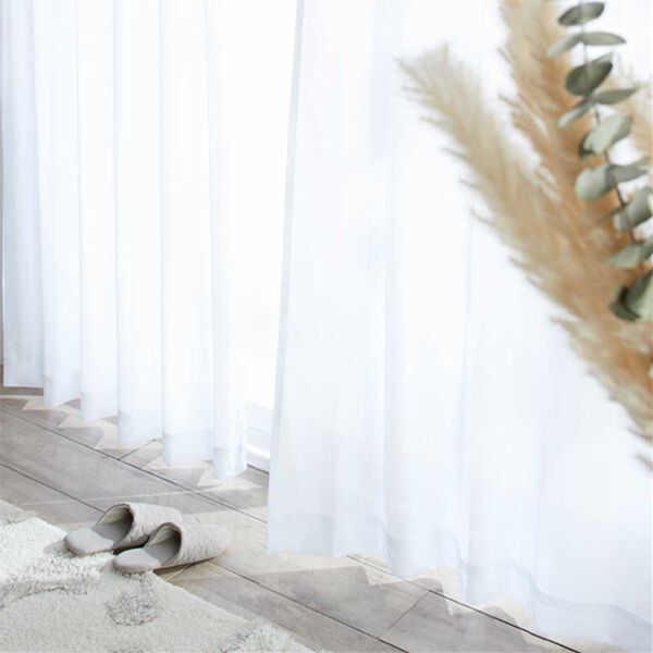iellio（イエリオ）の「防カビレースカーテン＜カビ対策・断熱保温・UVカット・レースカーテン・２枚組・洗える・見えにくい・省エネ対策・節電・梅雨＞（レースカーテン）」｜ホワイト