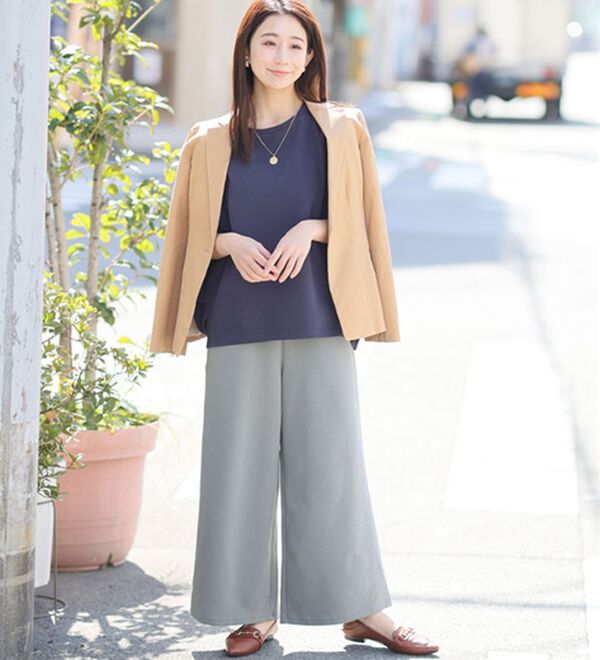 A HAPPY MARILYN（アハッピーマリリン）の「【Ｍ～８Ｌ／選べる丈】【接触冷感・吸水速乾】ゆるワイドパンツ（ワイドパンツ・ガウチョ）」｜詳細画像
