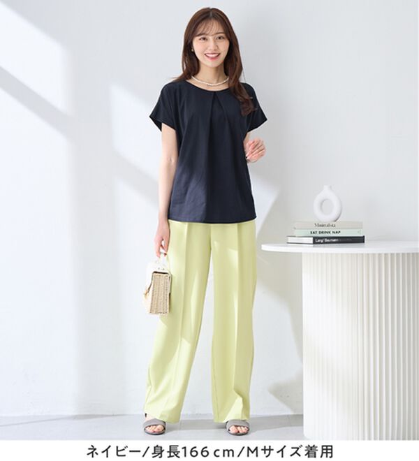 alotta（アロッタ）の「ひんやりタックデザインＴシャツ（カットソー）」｜詳細画像