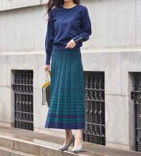 RANAN（ラナン）の「【ムースタッチライト】洗える！千鳥ジャカードスカートセットアップ（ひざ丈スカート）」