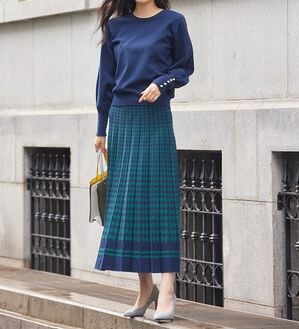 RANAN（ラナン）の「【ムースタッチライト】洗える！千鳥ジャカードスカートセットアップ（ひざ丈スカート）」｜詳細画像