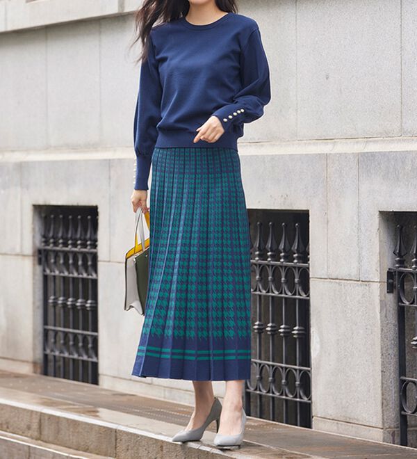 RANAN（ラナン）の「【ムースタッチライト】洗える！千鳥ジャカードスカートセットアップ（ひざ丈スカート）」｜詳細画像