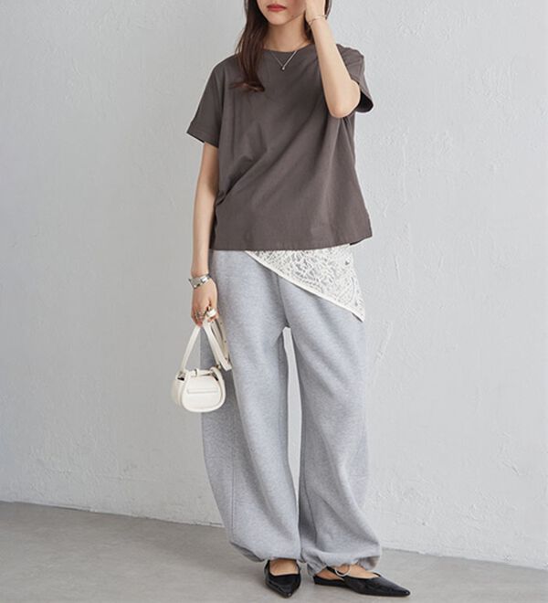 RANAN（ラナン）の「【選べる袖丈】【ひんやり・ＵＶ】＜BC＞綿100％プチハイネックＴシャツ（カットソー）」｜詳細画像