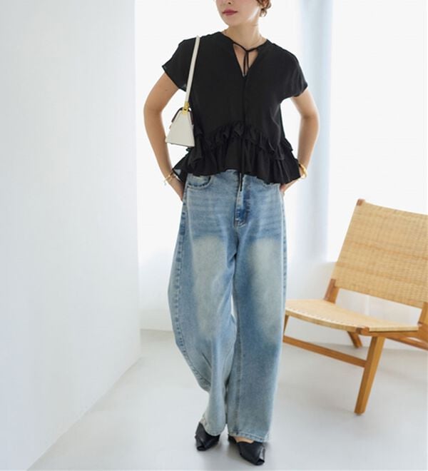 alotta（アロッタ）の「裾ティアードキーネックブラウス（ブラウス）」｜詳細画像