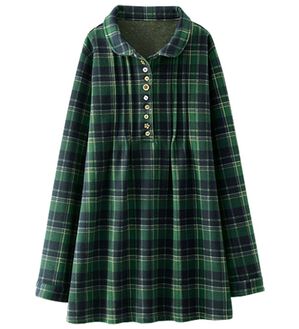 BELLUNA（ベルーナ）の「パチパチしにくい！裏ファー素材オーバーブラウス（ブラウス）」｜ネイビー／グリーン