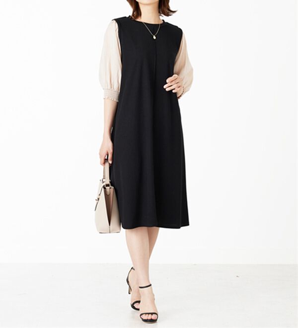 BELLUNA（ベルーナ）の「袖切替デザインシャーリングワンピース（その他ワンピース）」｜詳細画像