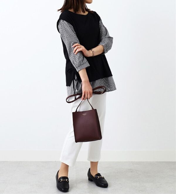 BELLUNA（ベルーナ）の「サイドリボン使いシャツフェイクチュニック（チュニック）」｜詳細画像