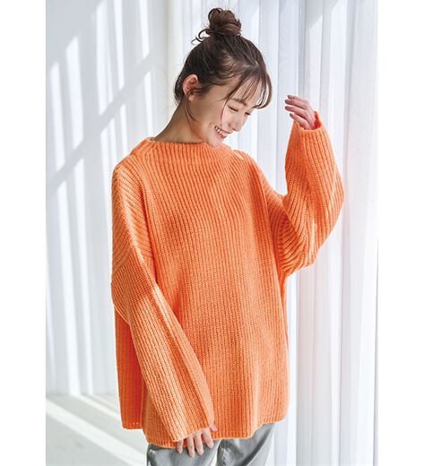 Babaa ニット プルオーバー オレンジ トップス 