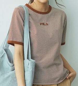 リンカブル　タグフレアTシャツ　ボーダー LINKABLE リンカブル フレアタグTシャツ(ボーダー)