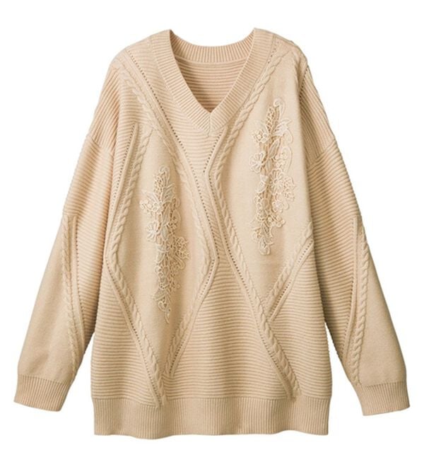 ルフラン（ルフラン）の「レース使いデザインニット＜ミレニア＞（ニット・セーター）」｜詳細画像