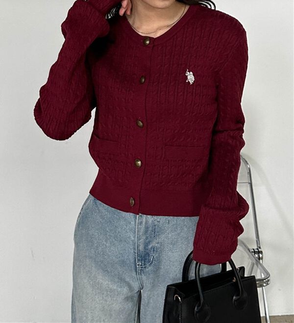 RANAN（ラナン）の「＜Ｕ．Ｓ．Ｐ＞ゴールド調ボタン刺繍ケーブルカーディガン（ニット・セーター）」｜詳細画像