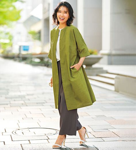 PH 2回着美品 ワンピースとワンピースコートのセット モカ生なり/ピンク