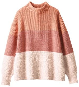 BELLUNA（ベルーナ）の「フェザー切替ラメ使いニットプルオーバー（ニット・セーター）」｜ピンク系