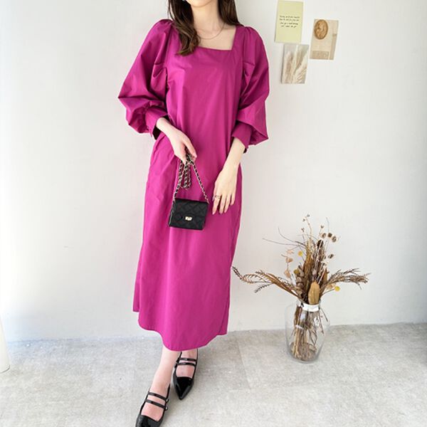 GeeRA（ジーラ）の「スクエアネックロングワンピース（ロングワンピース）」｜詳細画像