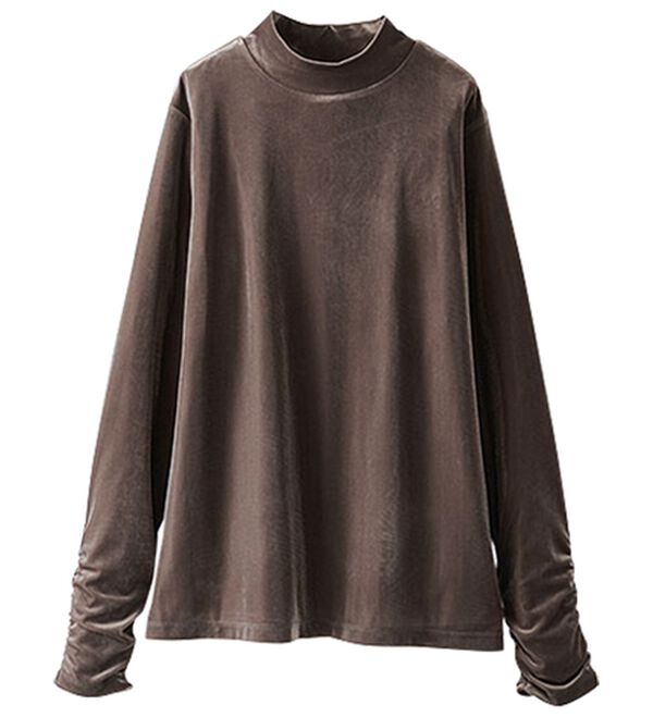 BELLUNA（ベルーナ）の「艶やかシアーベロア袖シャーリングプルオーバー（カットソー）」｜詳細画像