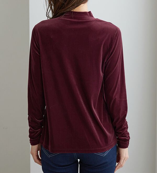 BELLUNA（ベルーナ）の「艶やかシアーベロア袖シャーリングプルオーバー（カットソー）」｜詳細画像