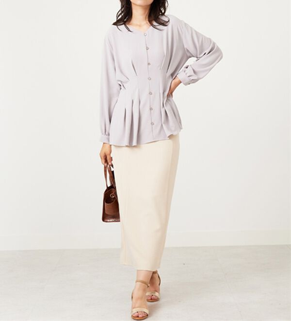 BELLUNA（ベルーナ）の「【接触冷感/UV対策】機能付！ウエストタックブラウス（ブラウス）」｜詳細画像