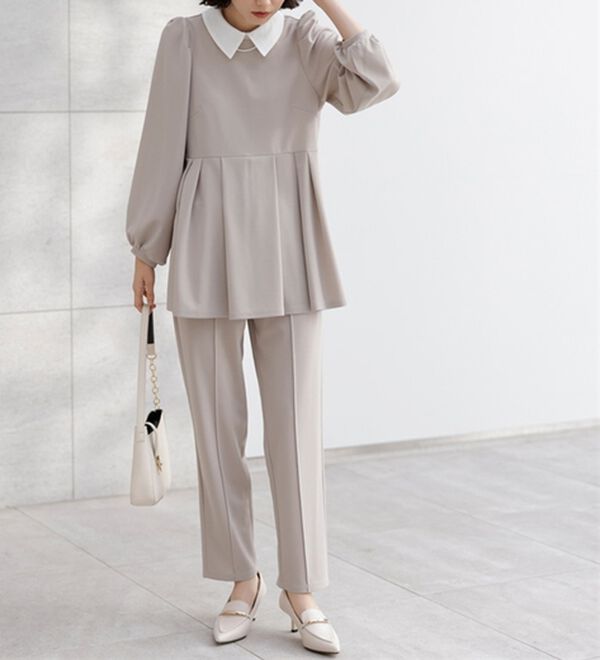 GeeRA（ジーラ）の「【２点セット】２ＷＡＹプリーツ切替ブラウスセットアップ（ブラウススーツ）」｜詳細画像