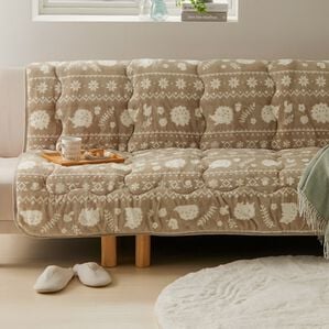 iellio（イエリオ）の「北欧調ボリュームフランネルソファカバー＜抗菌防臭・吸湿発熱・蓄熱・北欧柄・ソファーカバー・センターカバー＞（ソファーカバー）」｜ハリネズミベージュ