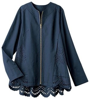 ルフラン（ルフラン）の「カットワークレース切替ブルゾン（ブルゾン）」｜ネイビー