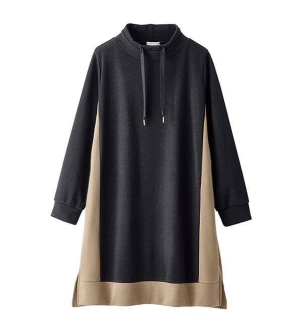 BELLUNA（ベルーナ）の「配色デザインワイドネックワンピース（ドッキングワンピース）」｜詳細画像