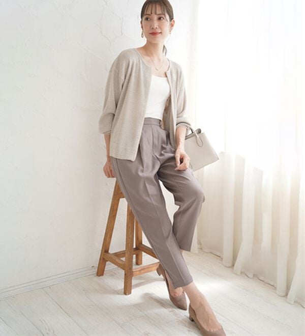 A HAPPY MARILYN（アハッピーマリリン）の「【Ｌ～６Ｌ】＜低身長さん高身長さん対応＞スラっと美脚ストレッチテーパードパンツ（テーパードパンツ）」｜詳細画像