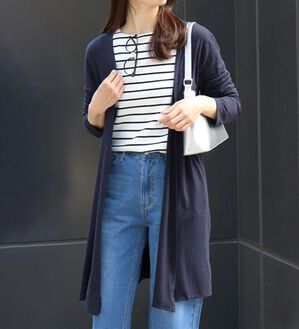 Pierrot（ピエロ）の「【Ｍ～３Ｌ】【選べる２丈】接触冷感トッパーカーディガン（その他カーディガン）」｜ネイビー