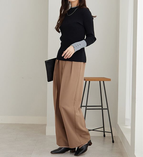 GeeRA（ジーラ）の「配色デザインくるみボタン付リブニット（ニット・セーター）」｜詳細画像