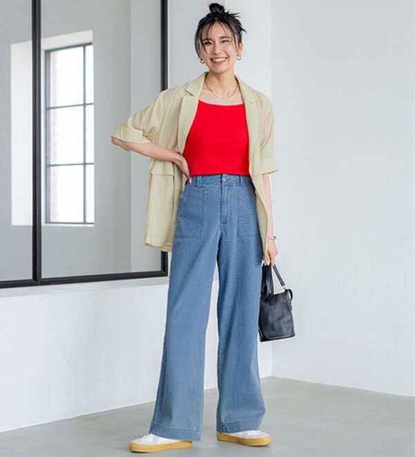 BELLUNA（ベルーナ）の「【チラシ掲載】新感覚！メッシュデニムワイドパンツ（フルレングスパンツ）」｜詳細画像